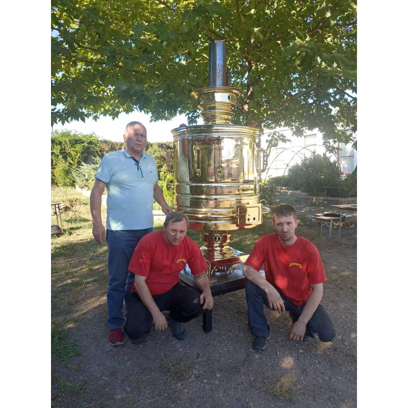 Самовар — термос на дровах 200 літрів, латунний