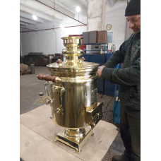 Самовар — термос, латунний на дровах 35 л.  Завод “ЗАПОРІЗЬКИЙ САМОВАР“