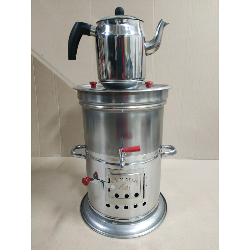 Самовар похідний  8 л з чайником на дровах, пр-во Туреччина, нерж.сталь