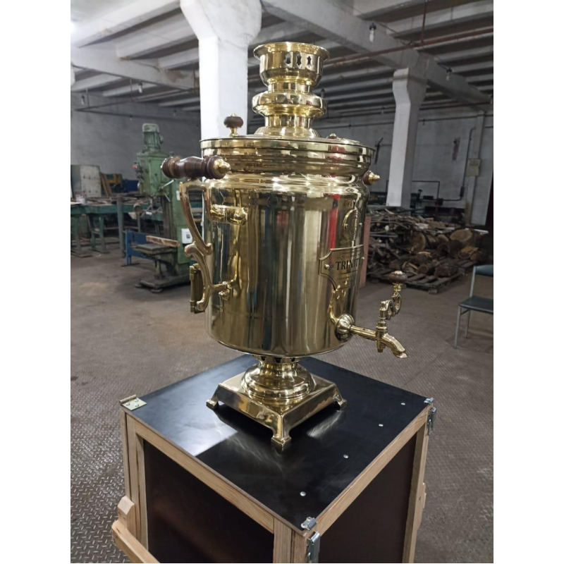 Самовар - термос, латунний на дровах 35 л.  Завод “ ЗАПОРІЗЬКИЙ САМОВАР“