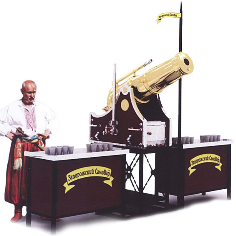 Самовар-гарматушка “Полтава“. Латунний на дровах.