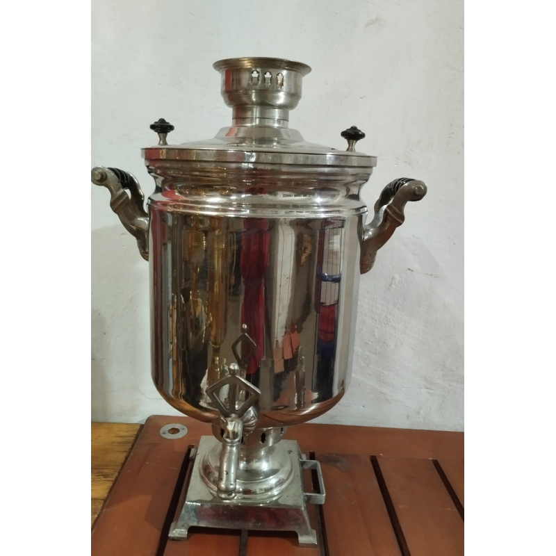 Самовар 40 л жаровий, на дровах,форми банку нікельований